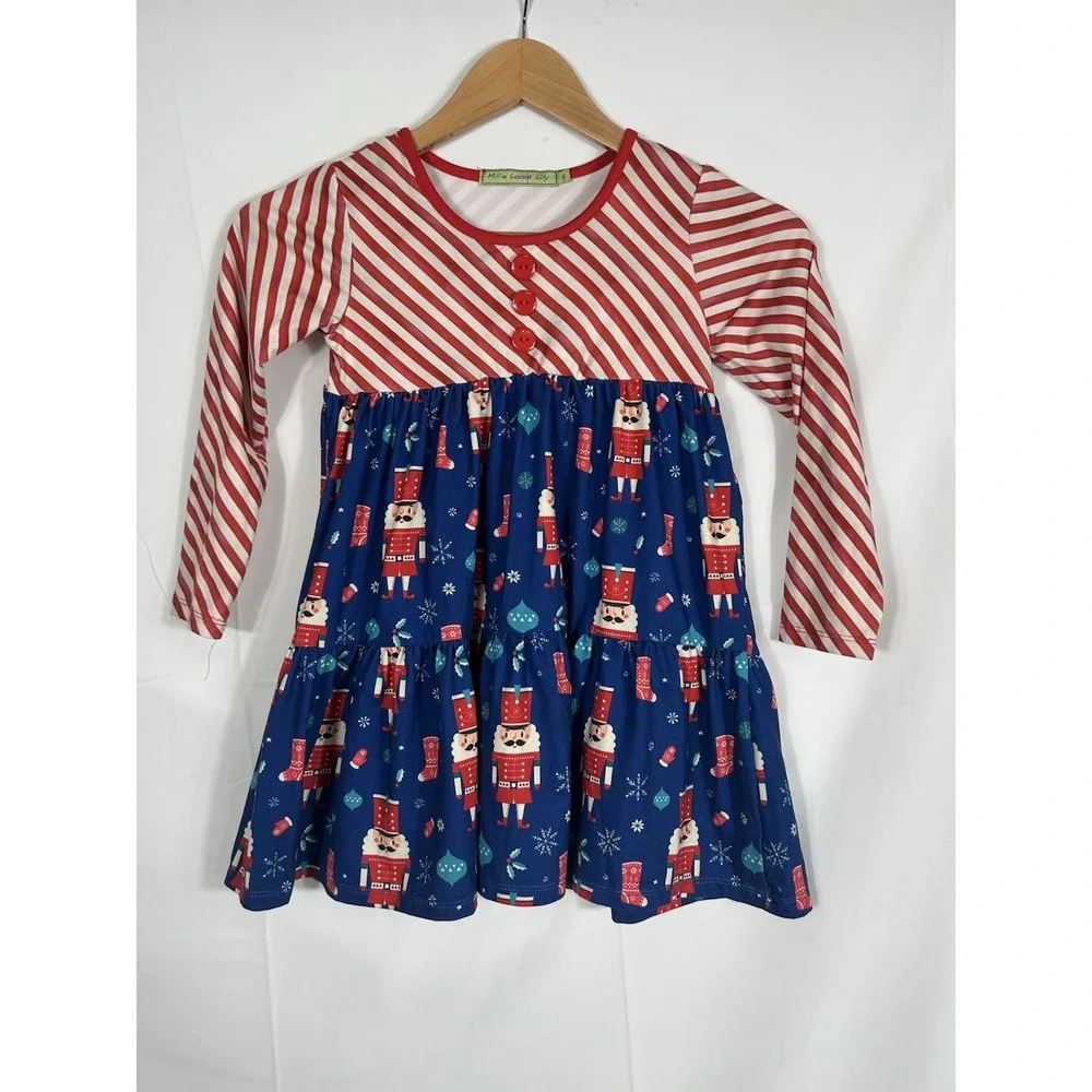 Millie Loves‎ Lily Girls Smocked Nutcracker Tunic Dress Size 6 Christmas Holiday